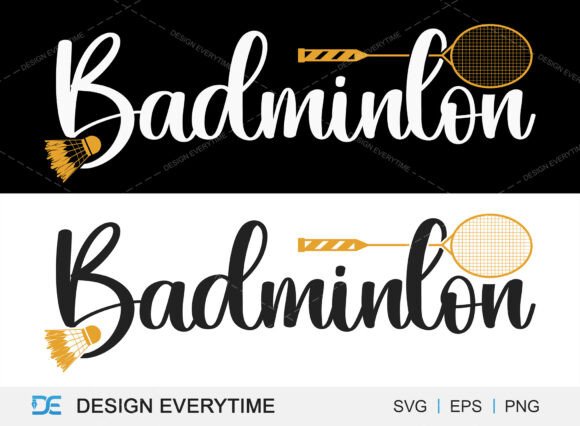 Badminton Typography SVG Design for Graphics and T-Shirt Designs