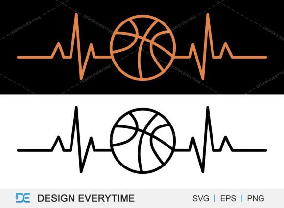 Basketball with Pulse SVG Design