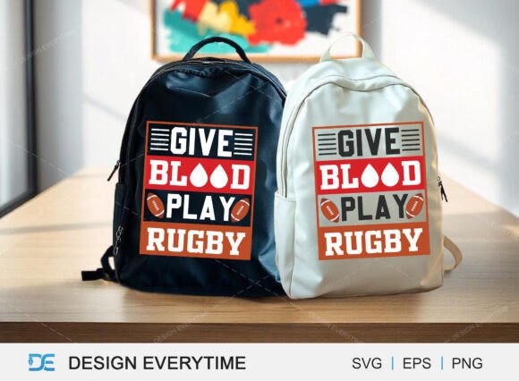 Give Blood Play Rugby Typography Design