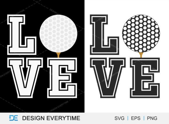 Love Typography with Golf Vector Graphics