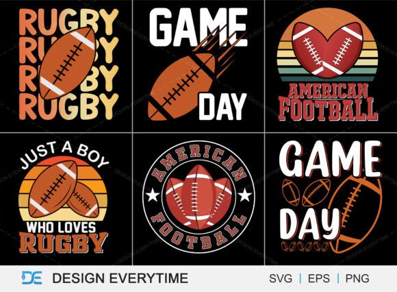 Rugby Typography Design Bundle SVG