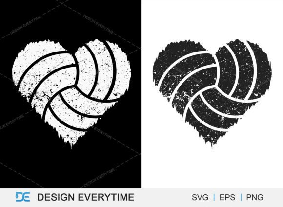 Volleyball with Heart Shape Vector Graphics